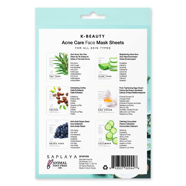 Saplaya - K Beauty Acne Care Face Mask Sheet 6 PK